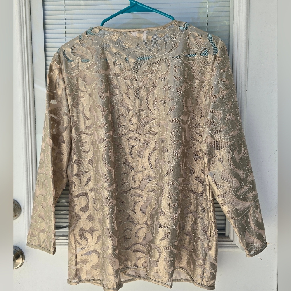 JM Collection Gold Pattern Jacket Large - Picture 5 of 6